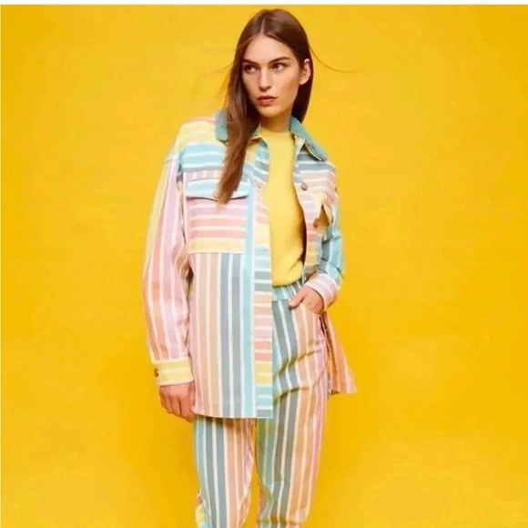 Nocturne Rainbow Striped Shacket XS NWT - Picture 7 of 14